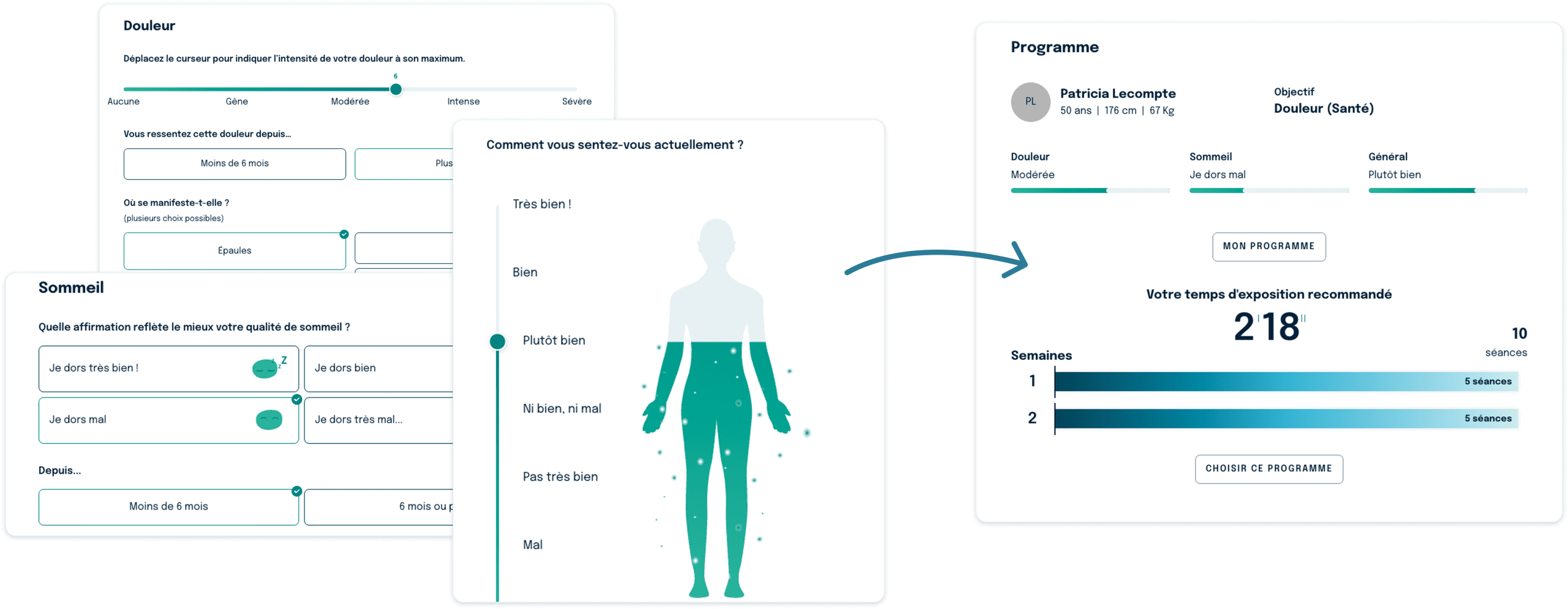hero - fr illustration du programme de cryothérapie personnalisé généré selon les exigences du client